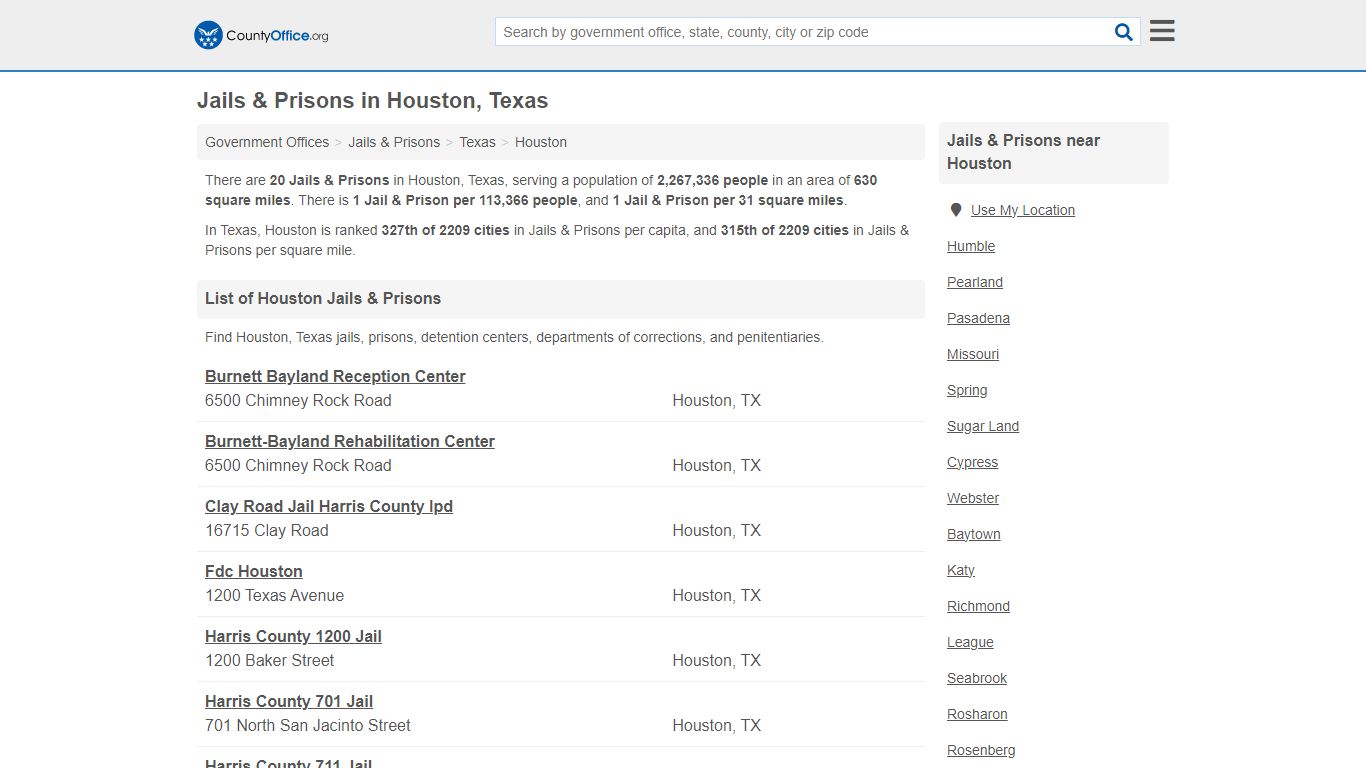 Jails & Prisons - Houston, TX (Inmate Rosters & Records) - County Office