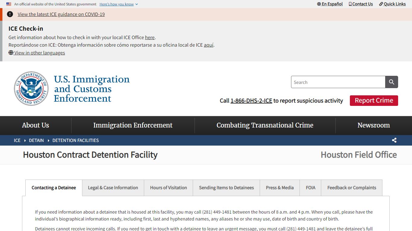 Houston Contract Detention Facility | ICE
